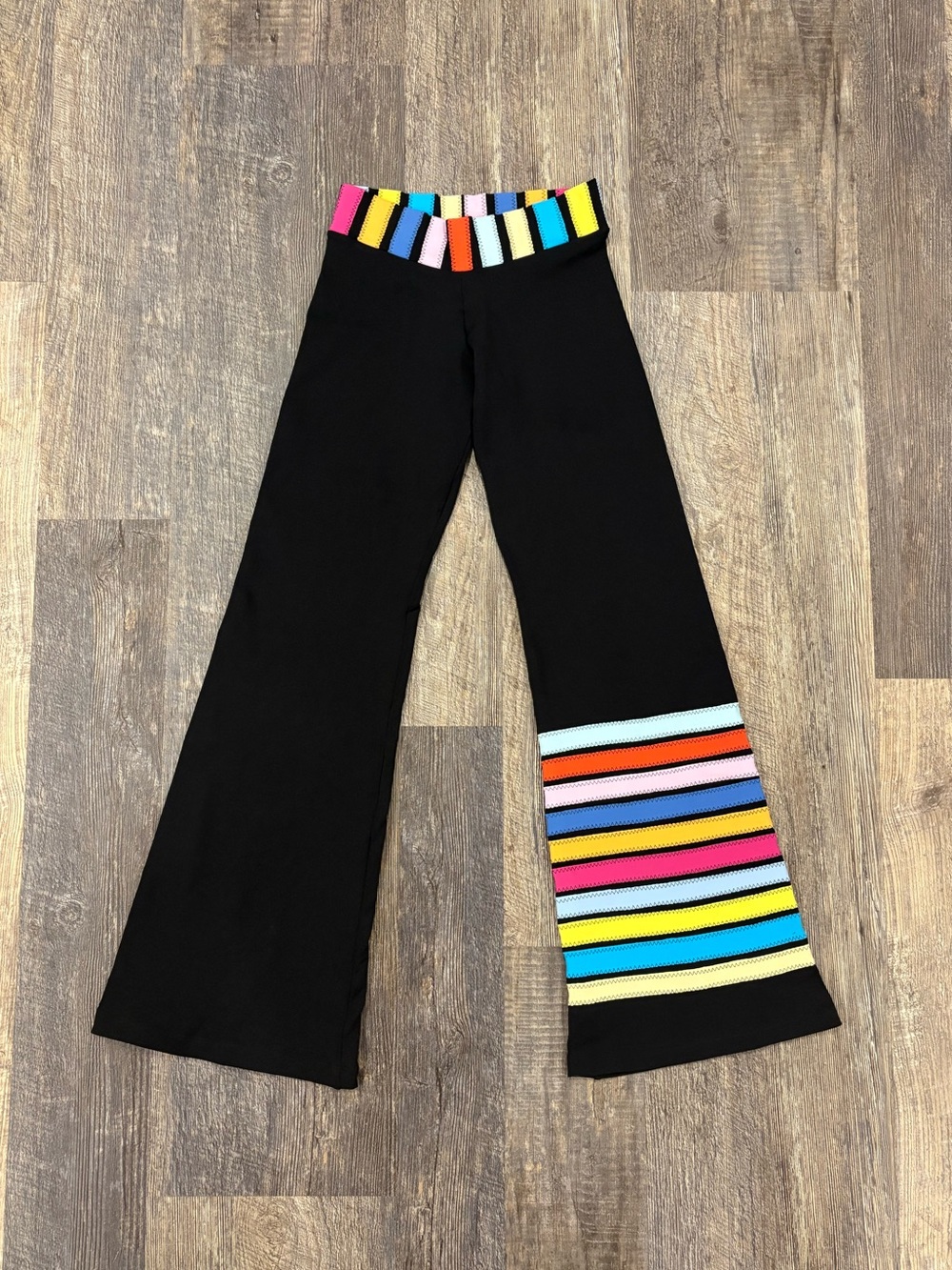 Margarita Activewear Supplex Rainbow Stripe Flare Yoga Pants - Size 2